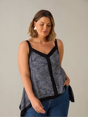 Live Unlimited Black Curve Abstract Spot Colourblock Hanky Hem Top - Image 2 of 3