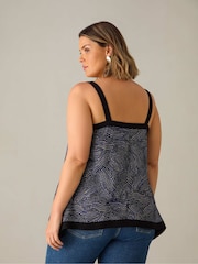 Live Unlimited Black Curve Abstract Spot Colourblock Hanky Hem Top - Image 3 of 3