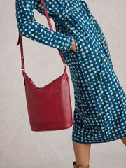 White Stuff Red Fern Leather Cross-Body Bag - Image 6 of 6