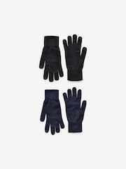 Black/Navy Blue Knitted Gloves 2 Pack - Image 1 of 4