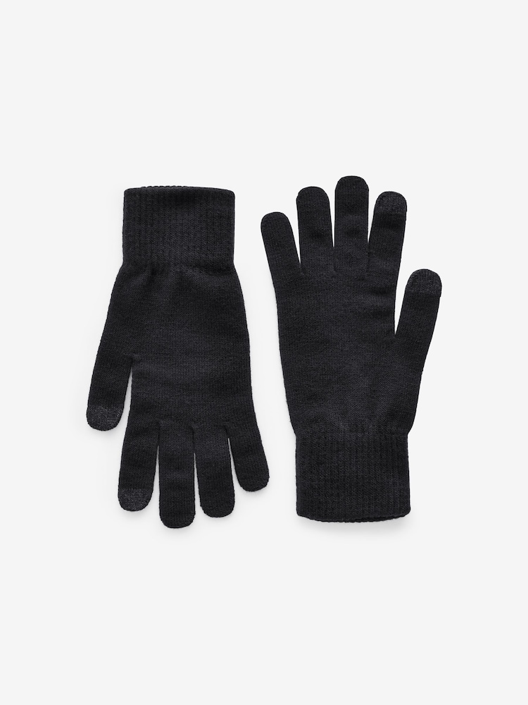 Black/Navy Blue Knitted Gloves 2 Pack - Image 2 of 4