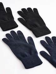 Black/Navy Blue Knitted Gloves 2 Pack - Image 4 of 4