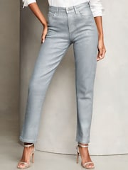 Lipsy Silver Petite High Waist Straight Leg Jeans - Image 1 of 4