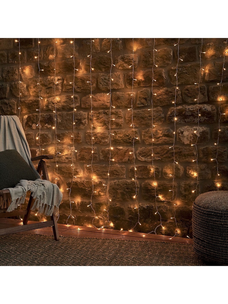 Lights4fun Warm White Dual Colour Outdoor LED Curtain Lights with Remote Control - Image 1 of 2