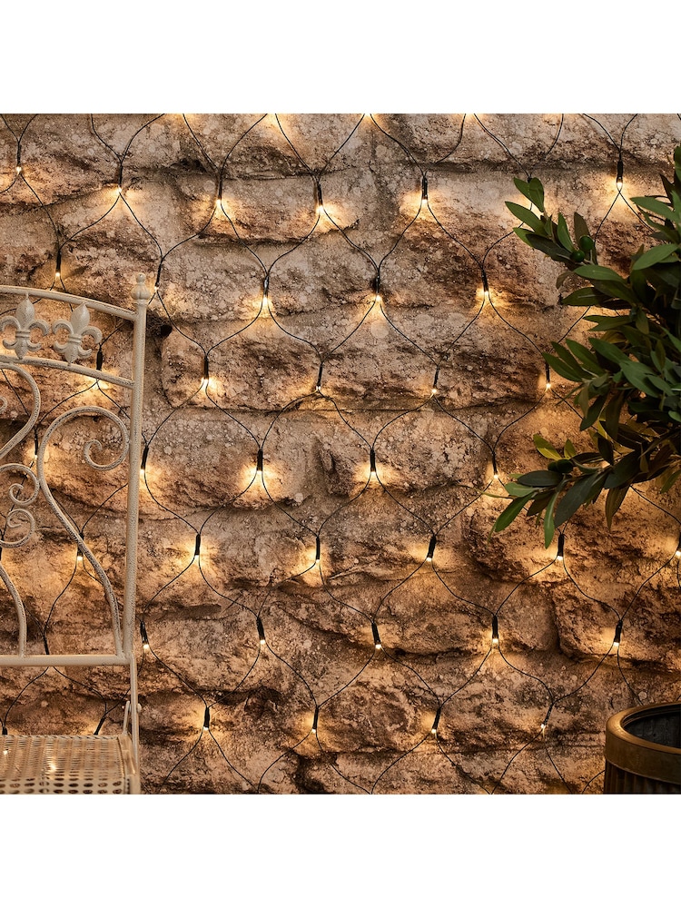 Lights4fun Warm White 100 LED Outdoor Solar Net Light USB Rechargeable - Image 4 of 4