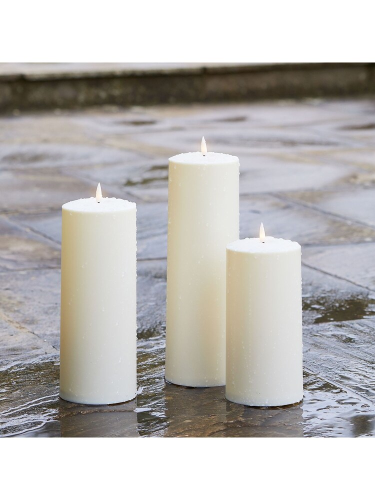 Lights4fun Ivory Set of 3 Extra Large Outdoor LED TruGlow Candles - Image 1 of 4