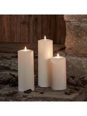 Lights4fun Ivory Set of 3 Extra Large Outdoor LED TruGlow Candles - Image 3 of 4
