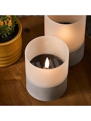 Lights4fun Set of 2 Clear Solar TruGlow Frosted Glass Outdoor LED Candles - Image 2 of 2