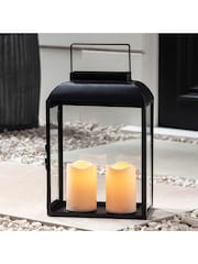 Lights4fun Black Large Metal Battery Outdoor Lantern - Image 1 of 3