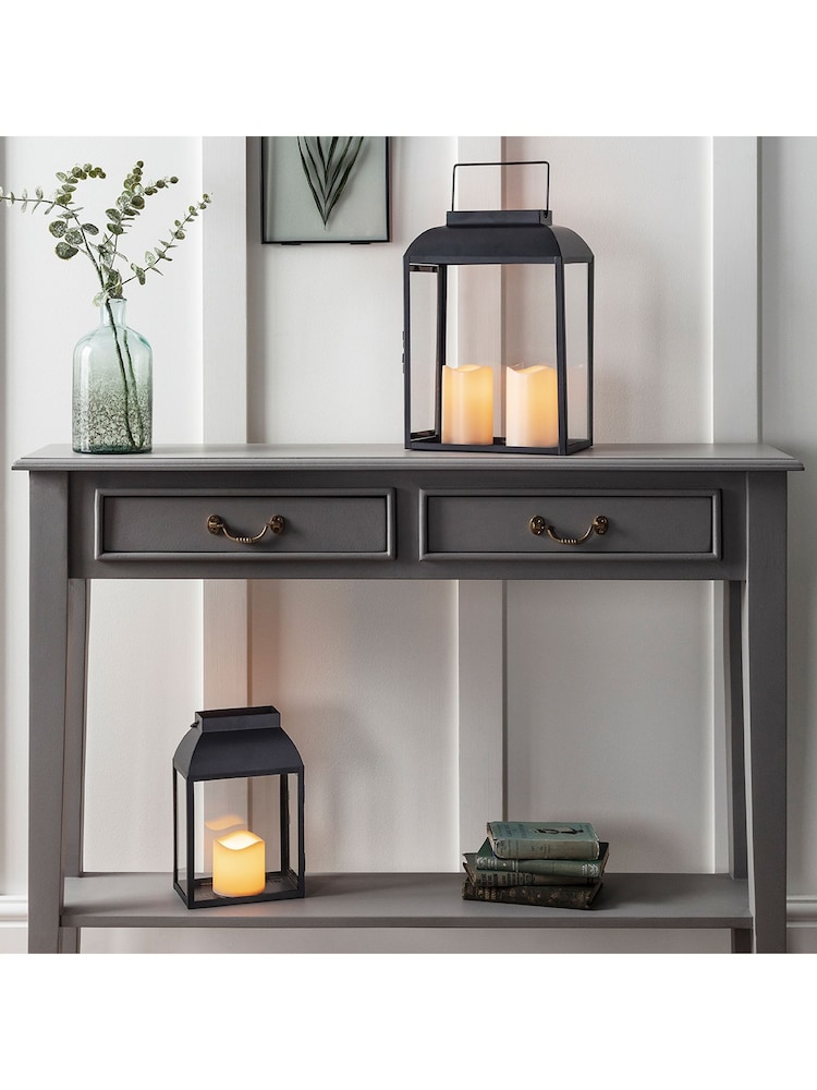 Lights4fun Black Large Metal Battery Outdoor Lantern - Image 2 of 3