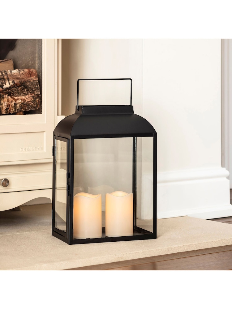 Lights4fun Black Large Metal Battery Outdoor Lantern - Image 3 of 3