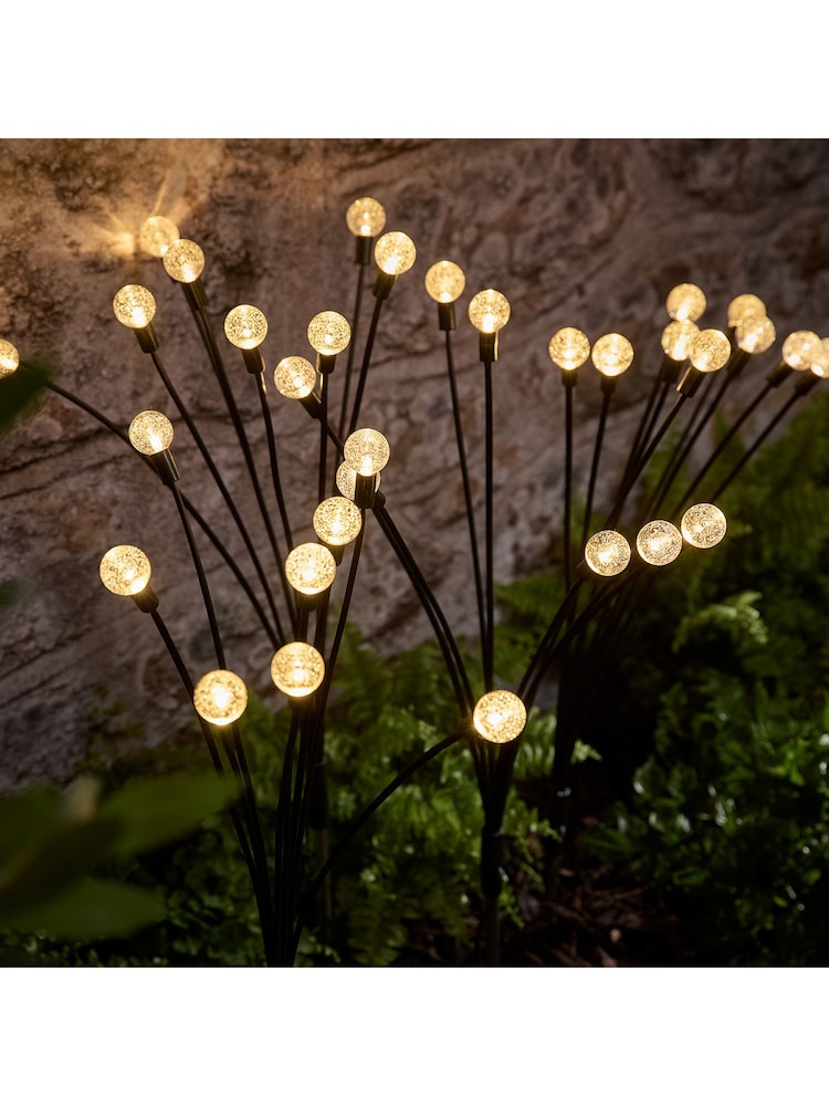 Lights4fun Set of 4 Black Wavy Bubble Solar Outdoor Stake Path Finder Lights - Image 1 of 1
