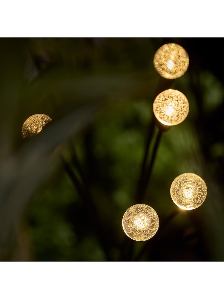 Lights4fun Set of 4 Black Wavy Bubble Solar Outdoor Stake Path Finder Lights - Image 2 of 2