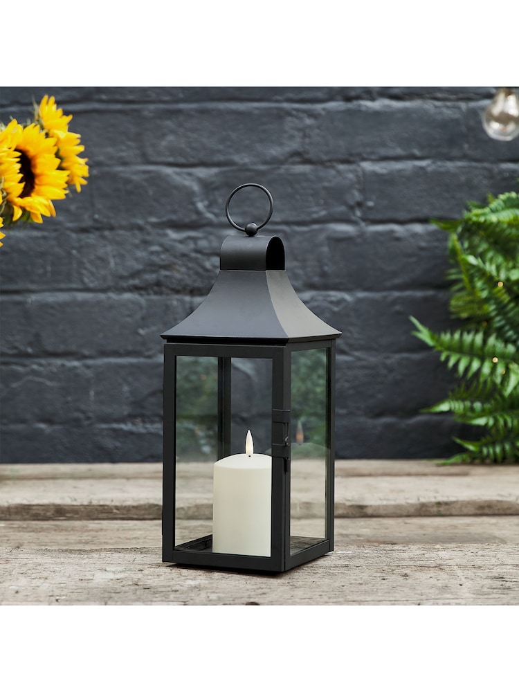 Lights4fun Black 34cm Albury Garden Outdoor Lantern with TruGlow Candle - Image 3 of 3