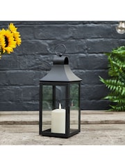 Lights4fun Black 34cm Albury Garden Outdoor Lantern with TruGlow Candle - Image 4 of 5