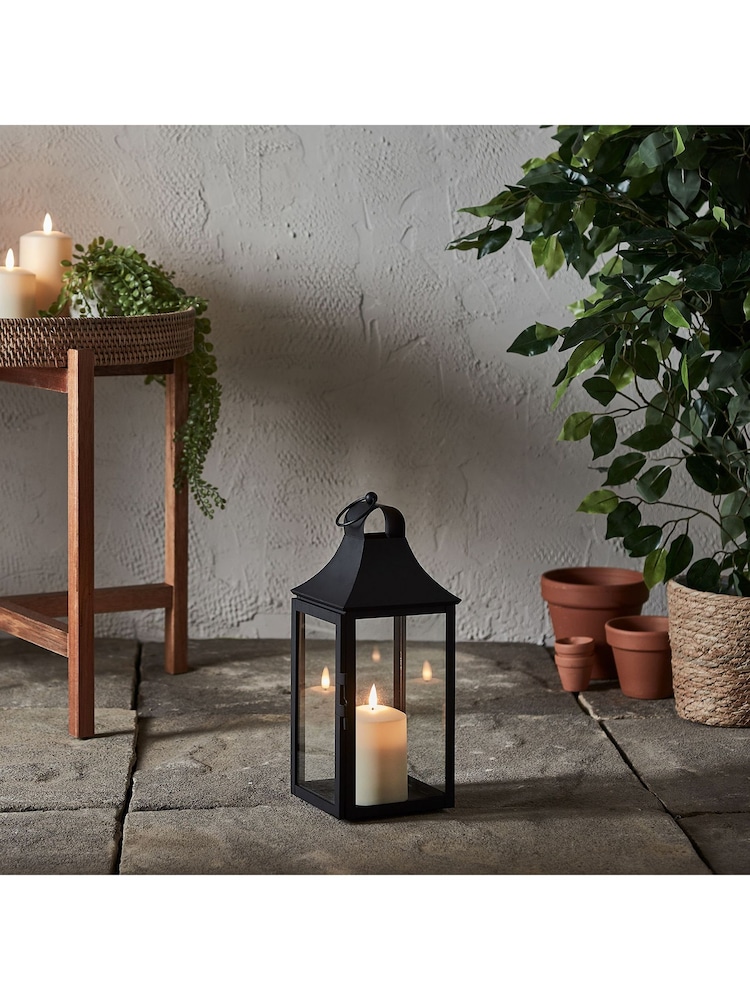 Lights4fun Black 34cm Albury Garden Outdoor Lantern with TruGlow Candle - Image 5 of 5