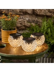 Lights4fun Warm White Set of 3 LED Solar Outdoor Glass Table Lights - Image 1 of 1