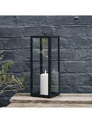 Lights4fun Black Large Outdoor Battery Metal TruGlow LED Candle Lantern - Image 1 of 4