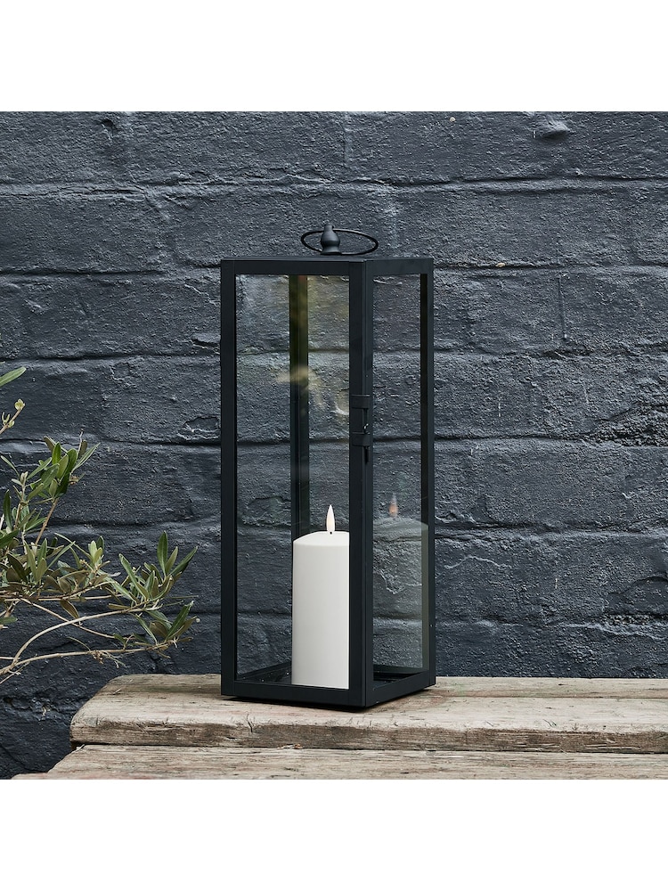 Lights4fun Black Large Outdoor Battery Metal TruGlow LED Candle Lantern - Image 1 of 4