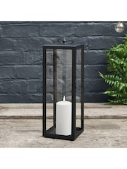 Lights4fun Black Large Outdoor Battery Metal TruGlow LED Candle Lantern - Image 2 of 4
