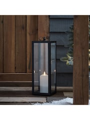 Lights4fun Black Large Outdoor Battery Metal TruGlow LED Candle Lantern - Image 4 of 4