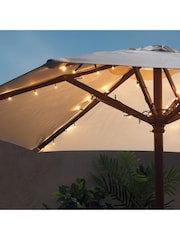 Lights4fun Black 80 Warm White LED Battery Operated Outdoor Parasol Lights - Image 1 of 1