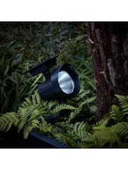 Lights4fun Black Set of 2 Colour Selection Outdoor Solar Spotlights - Image 1 of 4