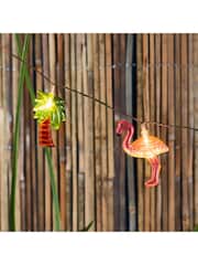 Lights4fun Multi Outdoor 10 LED Flamingo & Palm Tree Battery Fairy Lights - Image 1 of 2