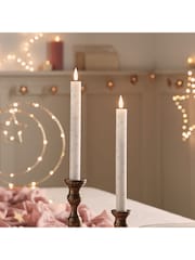 Lights4fun White TruGlow LED Taper Candles with Moon Star Design Set of 2 - Image 1 of 1
