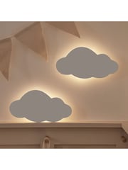Lights4fun White Set of 2 Clouds Wall Lights with Rechargeable Backlit Unit - Image 1 of 3