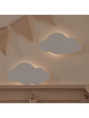 Lights4fun White Set of 2 Clouds Wall Lights with Rechargeable Backlit Unit - Image 2 of 3