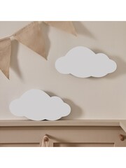 Lights4fun White Set of 2 Clouds Wall Lights with Rechargeable Backlit Unit - Image 4 of 6