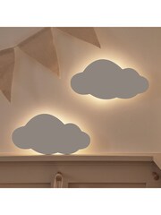 Lights4fun White Set of 2 Clouds Wall Lights with Rechargeable Backlit Unit - Image 6 of 6