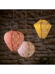 Lights4fun Set of 3 Tyvek Outdoor Solar Hanging Lanterns - Image 1 of 1