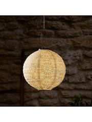 Lights4fun White 30cm Tyvek Solar Outdoor Hanging Lantern - Image 1 of 1