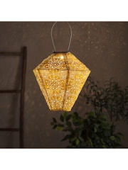 Lights4fun Yellow Tyvek Moroccan Hanging Outdoor Solar Lantern - Image 1 of 1