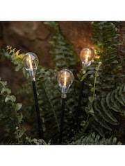 Lights4fun Black and Clear 3 Mini Solar Festoon Outdoor Stake Lights - Image 1 of 1