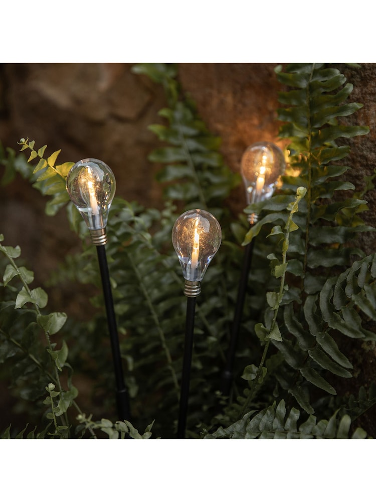 Lights4fun Black and Clear 3 Mini Solar Festoon Outdoor Stake Lights - Image 1 of 1