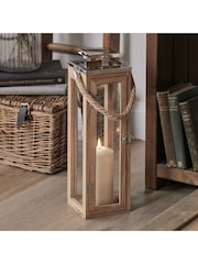 Lights4fun Natural Wood Large TruGlow Salcombe Lantern - Image 1 of 1