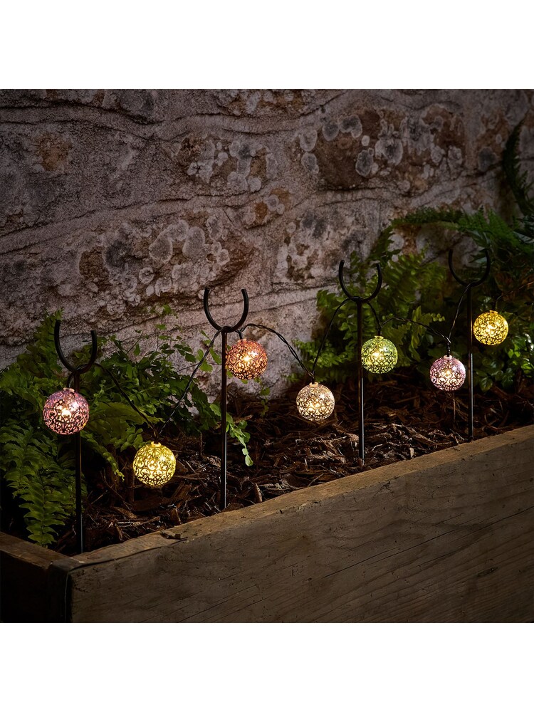Lights4fun 20 Solar USB Moroccan Metal Orb Outdoor LED String Lights - Image 2 of 2