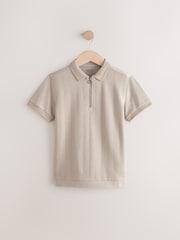 Stone Textured Short Sleeve Quarter Zip Polo Shirt (3-16yrs) - Image 1 of 5