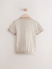 Stone Textured Short Sleeve Quarter Zip Polo Shirt (3-16yrs) - Image 2 of 5