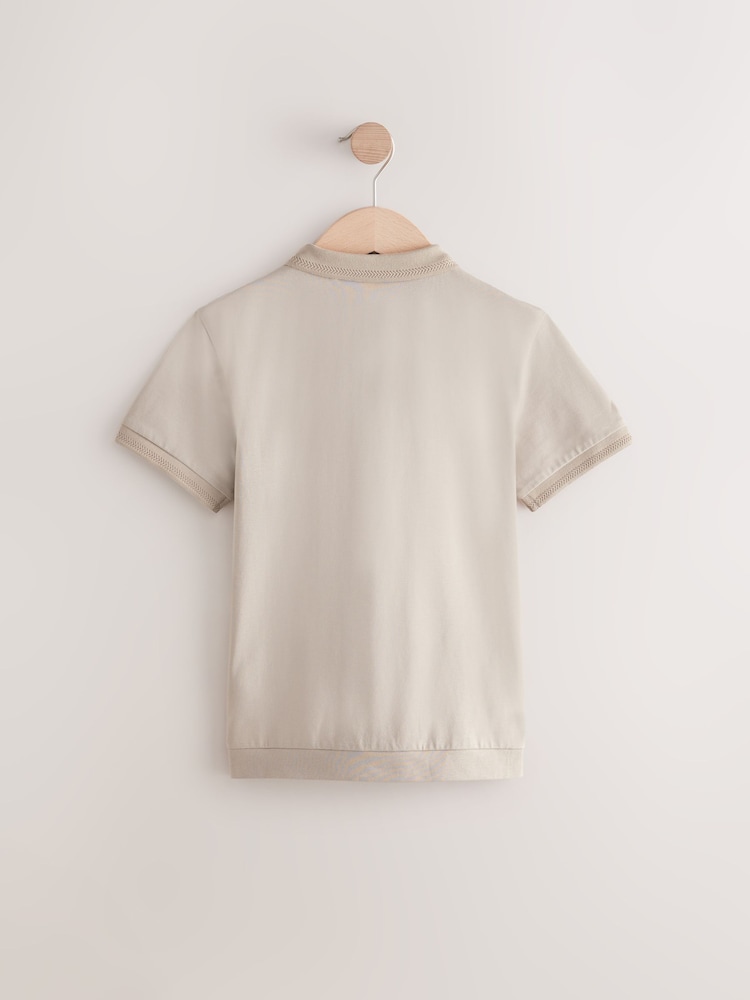 Stone Textured Short Sleeve Quarter Zip Polo Shirt (3-16yrs) - Image 2 of 5