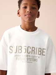 White Sub5cribe Graphic Print Heavyweight Short Sleeve T-Shirt (3-16yrs) - Image 1 of 7