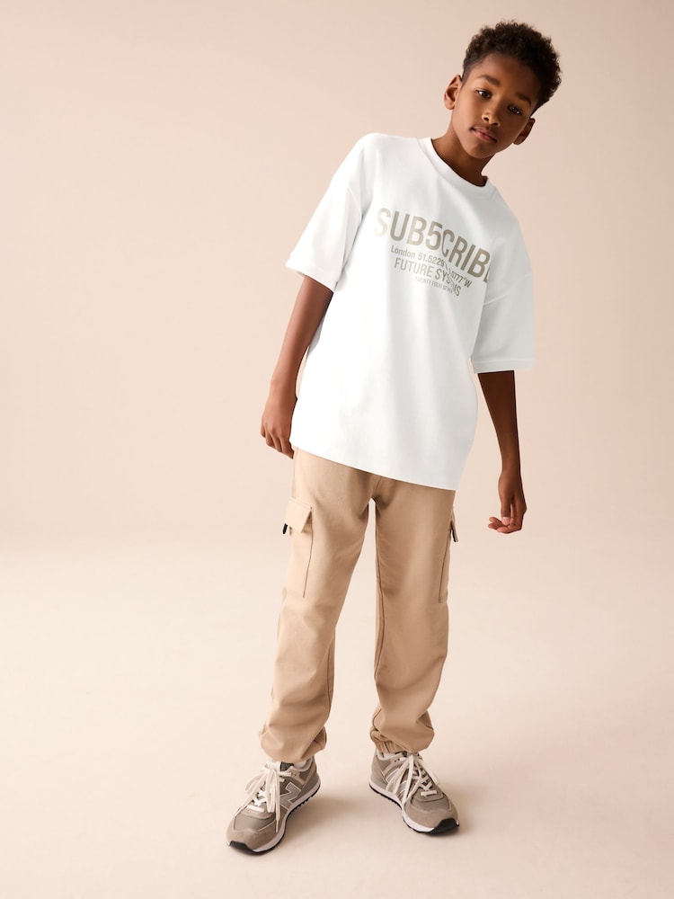 White Sub5cribe Graphic Print Heavyweight Short Sleeve T-Shirt (3-16yrs) - Image 2 of 7