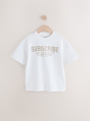 White Sub5cribe Graphic Print Heavyweight Short Sleeve T-Shirt (3-16yrs) - Image 4 of 7