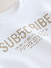 White Sub5cribe Graphic Print Heavyweight Short Sleeve T-Shirt (3-16yrs) - Image 6 of 7