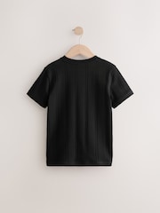Black Verticle Texture Short Sleeve T-Shirt (3-16yrs) - Image 2 of 4
