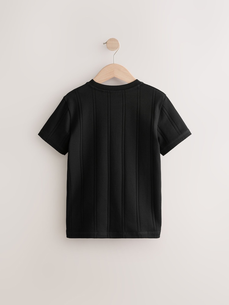 Black Verticle Texture Short Sleeve T-Shirt (3-16yrs) - Image 2 of 4
