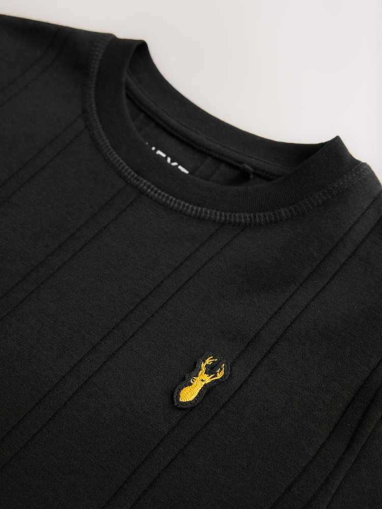 Black Verticle Texture Short Sleeve T-Shirt (3-16yrs) - Image 4 of 4